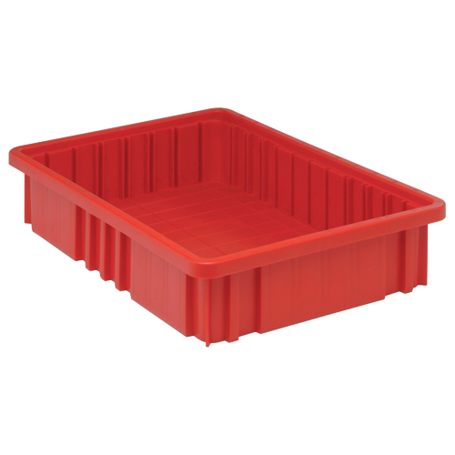 Divider Box&reg; Containers, Plastic, 16.5" W x 10.9" D x 3.5" H, Red Ottawa Fastener Supply