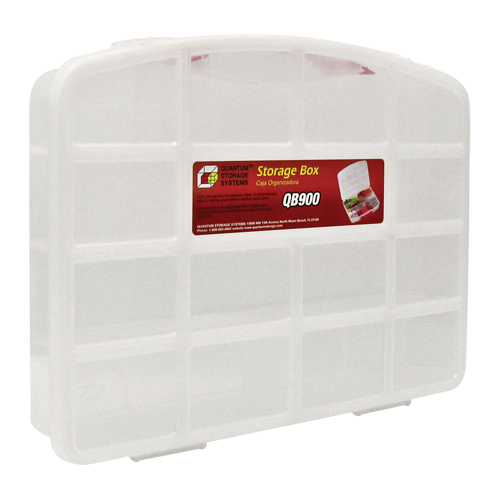 Clear Compartment Storage Box, 13" W x 10-1/4" D x 2-3/8" H, 10 Compartments Ottawa Fastener Supply