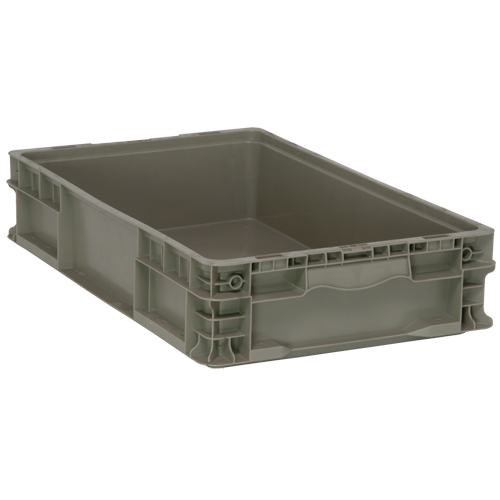 Collapsible Stacking Container, 15" W x 24" D x 5" H, Grey Ottawa Fastener Supply
