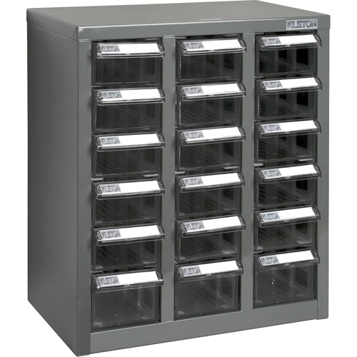 KPC-600 Parts Cabinet, Galvanized Steel, 18 Drawers, 13-9/10" x 8-7/10" x 16-3/10", Grey Ottawa Fastener Supply