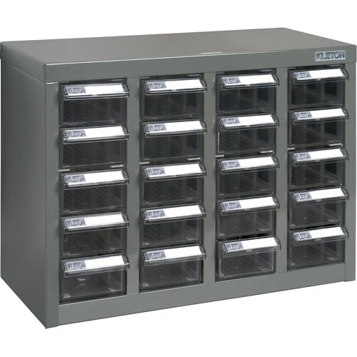 KPC-600 Parts Cabinet, Steel, 20 Drawers, 18-1/3" x 8-2/3" x 13-3/4", Grey Ottawa Fastener Supply