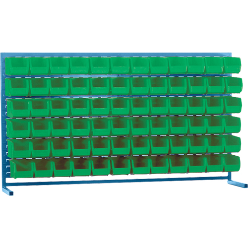 Louvered Rack with Bins, 72 Bins, 72" W x 15" D x 40" H Ottawa Fastener Supply