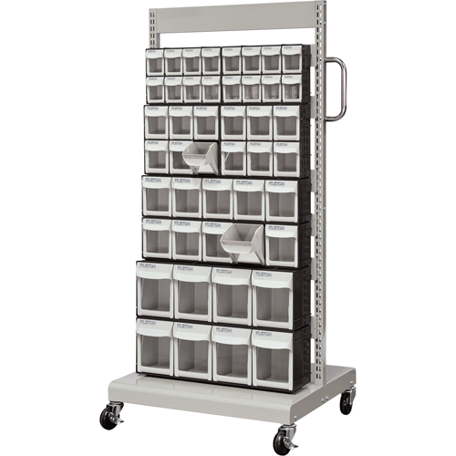 Mobile Tilt Bin Rack, Single-sided, 46 bins, 26-1/4" W x 22" D x 57-1/2" H Ottawa Fastener Supply