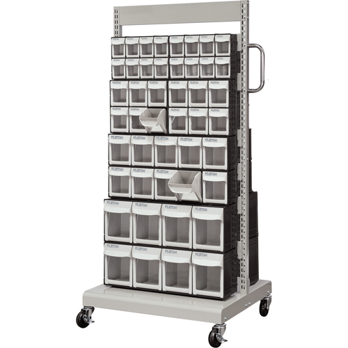 Mobile Tilt Bin Rack, Double-sided, 92 bins, 26-1/4" W x 22" D x 57-1/2" H Ottawa Fastener Supply