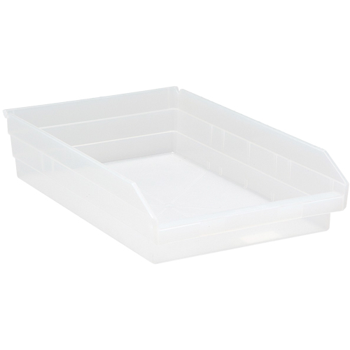 Shelf Bins, 11-1/8" W x 4" H x 17-7/8" D, Clear, 40 lbs. Capacity Ottawa Fastener Supply
