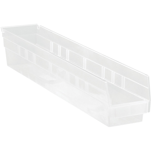 Shelf Bins, 4-1/8" W x 4" H x 23-5/8" D, Clear, 50 lbs. Capacity Ottawa Fastener Supply