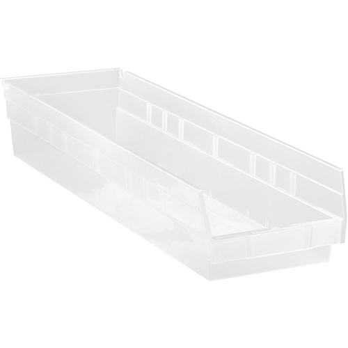 Bacs de rangement pour tablettes, 6-5/8" la x 4" H x 23-5/8" p, Transparent, Capacit&eacute; 50 lb Ottawa Fastener Supply