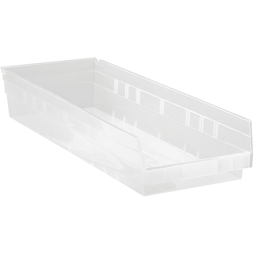 Shelf Bins, 8-3/8" W x 4" H x 23-5/8" D, Clear, 50 lbs. Capacity Ottawa Fastener Supply
