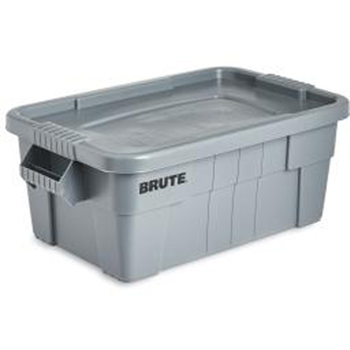 Brute Storage Tote with Lid, 27.88” D x 16.5” W x 10.7" H, 112 llbs. Capacity, Grey Ottawa Fastener Supply