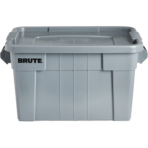 Brute Storage Tote with Lid, 27.88” D x 17.38” W x 15.13” H, 160 lbs. Capacity, Grey Ottawa Fastener Supply