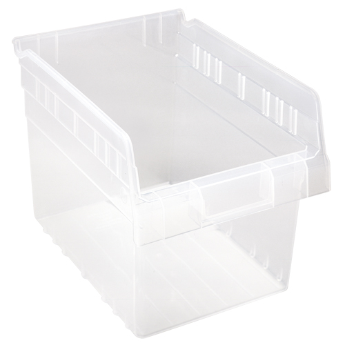 Store-Max Shelf Bins, 8-3/8" W x 8" H x 11-5/8" D, Clear, 44 lbs. Capacity Ottawa Fastener Supply