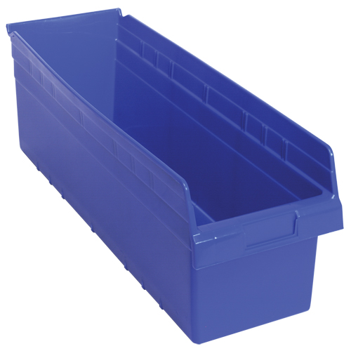 Store-Max Shelf Bins, 8-3/8" W x 8" H x 23-5/8" D, Blue, 68 lbs. Capacity Ottawa Fastener Supply