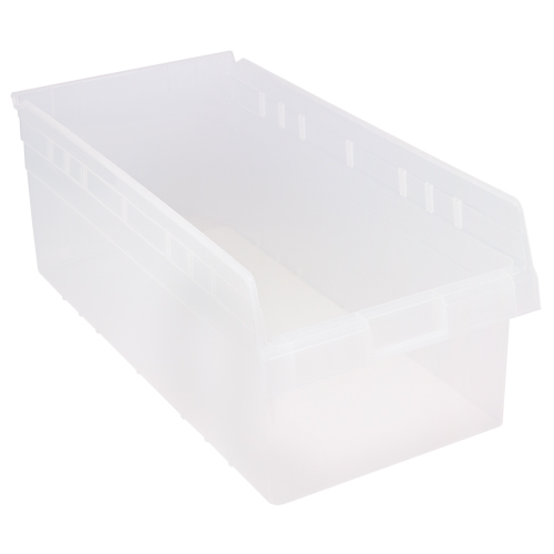 Store-Max Shelf Bins, 11-1/8" W x 8" H x 23-5/8" D, Clear, 68 lbs. Capacity Ottawa Fastener Supply