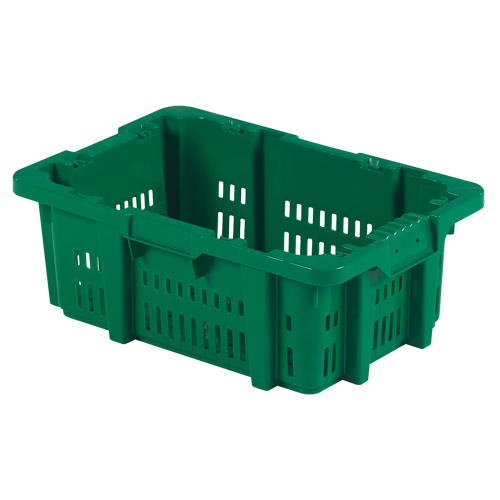 Food Handling Plastic Stack-N-Nest Container, 16" x 23.9" x 8.8", Green Ottawa Fastener Supply
