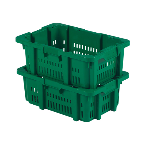 Food Handling Plastic Stack-N-Nest Container, 16" x 23.9" x 8.8", Green Ottawa Fastener Supply