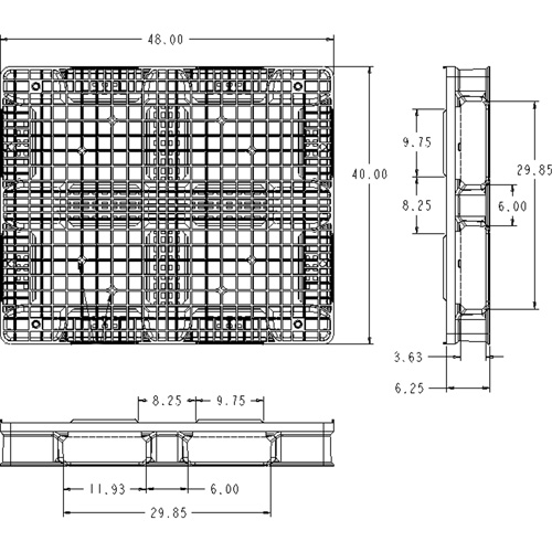 RackoCell Plastic Pallet, 4-Way Entry, 48" L x 40" W x 6-1/3" H Ottawa Fastener Supply