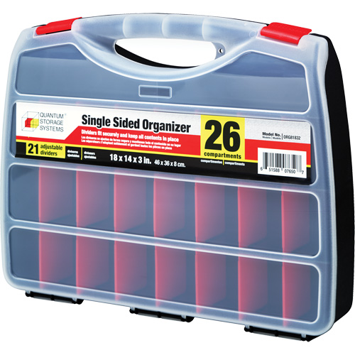 Plastic Compartment Box, 14" W x 18" D x 3" H, 26 Compartments Ottawa Fastener Supply