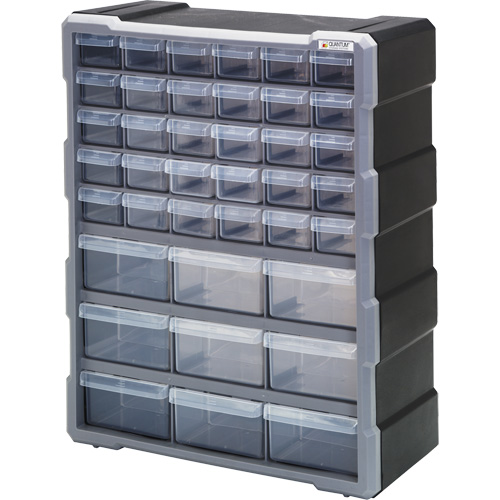 Drawer Cabinet, Plastic, 39 Drawers, 15" x 6-1/4" x 18-3/4", Black Ottawa Fastener Supply