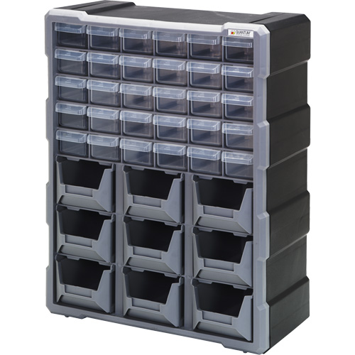 Drawer Cabinet, Plastic, 39 Drawers, 15" x 6-1/4" x 18-3/4", Black Ottawa Fastener Supply
