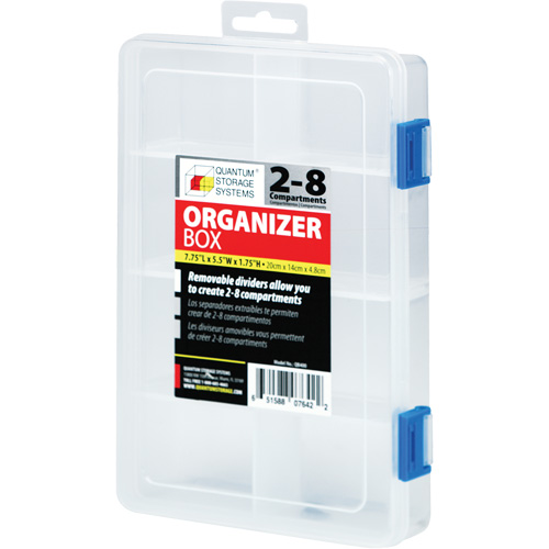 Plastic Compartment Box, 5.5" W x 7.75" D x 1.75" H, 8 Compartments Ottawa Fastener Supply
