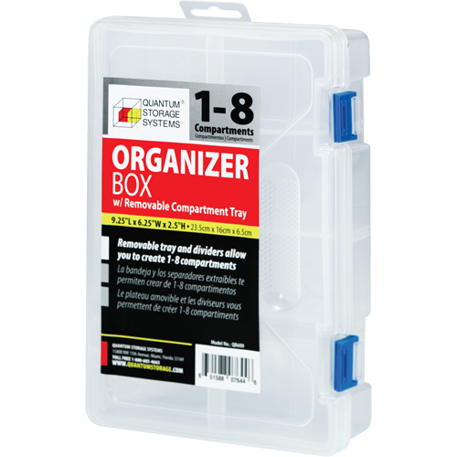 Plastic Compartment Box, 6.25" W x 9.25" D x 2.2" H, 8 Compartments Ottawa Fastener Supply