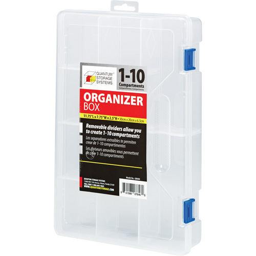 Plastic Compartment Box, 7.75" W x 11.75" D x 2.2" H, 10 Compartments Ottawa Fastener Supply