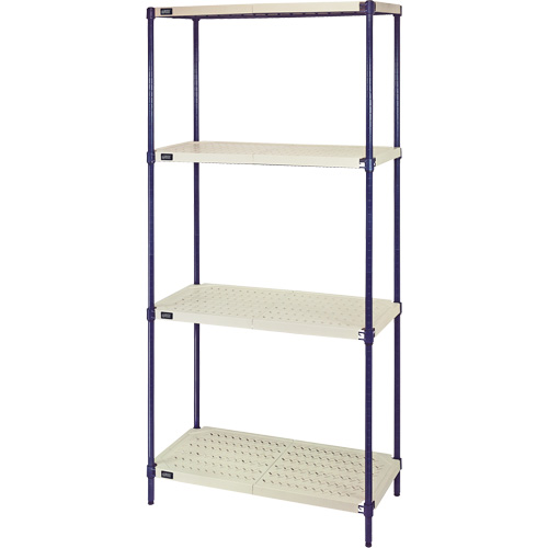 &eacute;tag&egrave;re en fils m&eacute;talliques avec tablettes en plastique, Cadre en fils m&eacute;talliques avec tablettes en plastique, Sans boulons, Capacit&eacute; 600 lb, 30" la x 72" h x 24" p Ottawa Fastener Supply