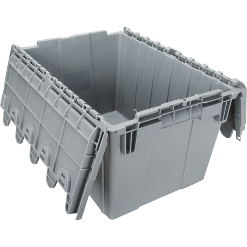 Flip Top Plastic Distribution Container, 21.65" x 15.5" x 12.5", Grey Ottawa Fastener Supply