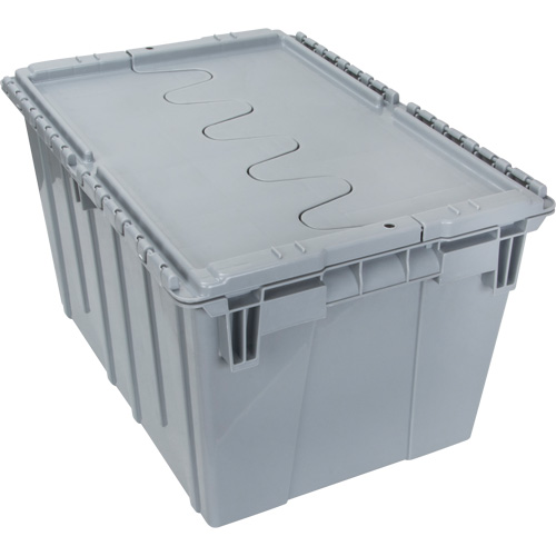 Flip Top Plastic Distribution Container, 21.65" x 15.5" x 12.5", Grey Ottawa Fastener Supply