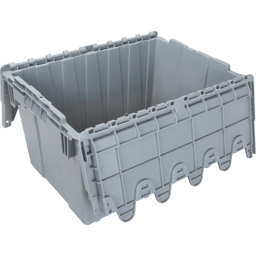 Flip Top Plastic Distribution Container, 21.65" x 15.5" x 12.5", Grey Ottawa Fastener Supply