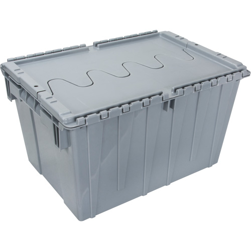Flip Top Plastic Distribution Container, 21.65" x 15.5" x 12.5", Grey Ottawa Fastener Supply