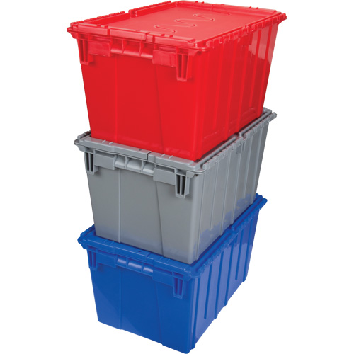 Flip Top Plastic Distribution Container, 21.65" x 15.5" x 12.5", Grey Ottawa Fastener Supply
