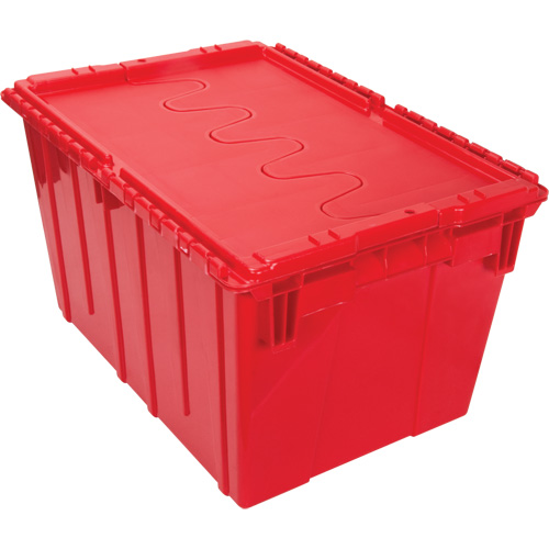 Flip Top Plastic Distribution Container, 21.65" x 15.5" x 12.5", Red Ottawa Fastener Supply