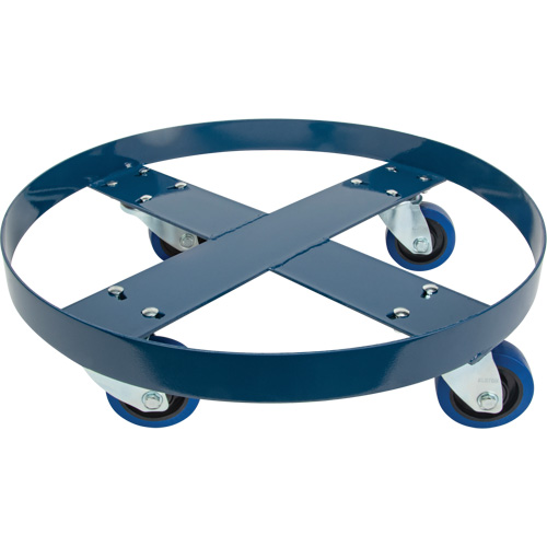 Drum Dolly, Steel, 1400 lbs. Capacity, 24" Diameter, Blue Elastic Casters Ottawa Fastener Supply