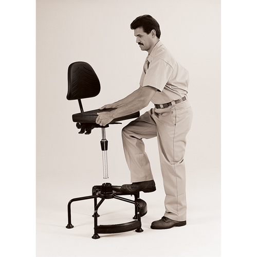 Industrial Stool, Stationary, Adjustable, 38" - 45", Polyurethane Seat, Black Ottawa Fastener Supply