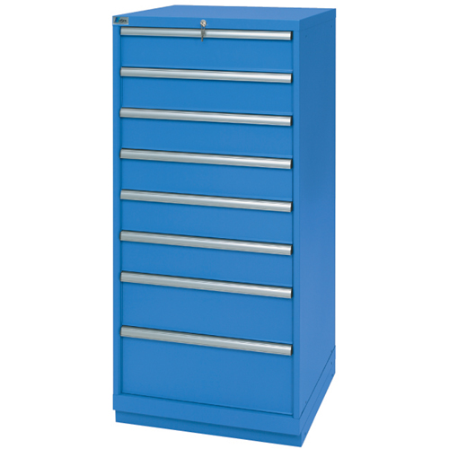 Drawer Cabinets, 8 Drawers, 28-1/4" W x 28-1/2" D x 59-1/2" H, Bright blue Ottawa Fastener Supply