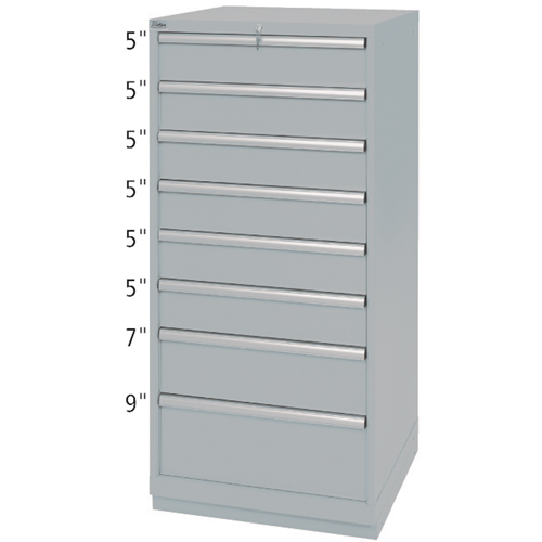 Drawer Cabinets, 8 Drawers, 28-1/4" W x 28-1/2" D x 59-1/2" H, Grey Ottawa Fastener Supply