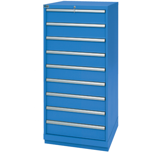 Drawer Cabinets, 9 Drawers, 28-1/4" W x 28-1/2" D x 59-1/2" H, Bright blue Ottawa Fastener Supply