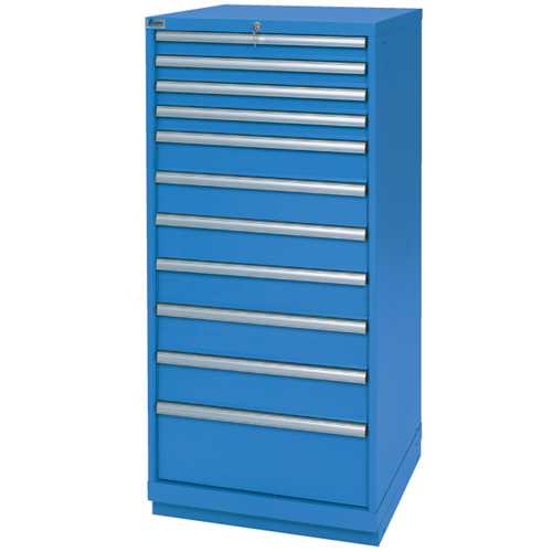 Drawer Cabinets, 11 Drawers, 28-1/4" W x 28-1/2" D x 59-1/2" H, Bright blue Ottawa Fastener Supply