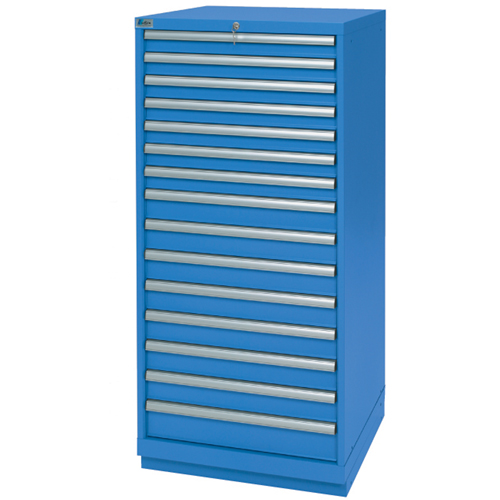 Drawer Cabinets, 15 Drawers, 28-1/4" W x 28-1/2" D x 59-1/2" H, Bright blue Ottawa Fastener Supply