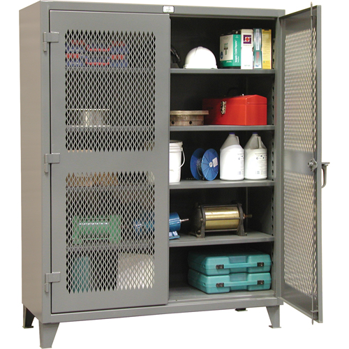 Heavy-Duty Ventilated Storage Cabinets, 4 Shelves, 72" H x 48" W x 24" D, Steel, Grey Ottawa Fastener Supply