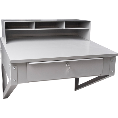 Wall-Mounted Shop Desk, 34-1/2" W x 28" D x 31" H, Grey Ottawa Fastener Supply