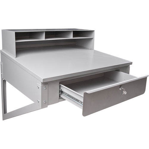 Wall-Mounted Shop Desk, 34-1/2" W x 28" D x 31" H, Grey Ottawa Fastener Supply
