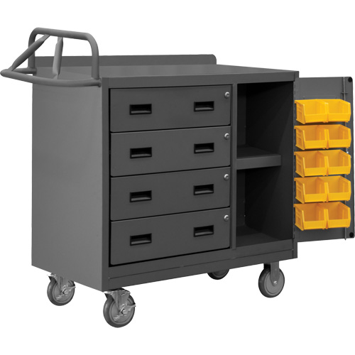 Mobile Workbench Cabinet with Bins, Steel Surface Ottawa Fastener Supply