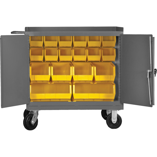 Mobile Workbench Cabinet with Bins, Steel Surface Ottawa Fastener Supply