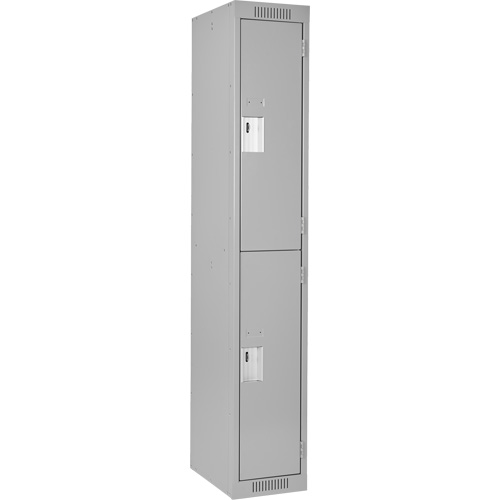 Clean Line Lockers, 2 -tier, 12" x 18" x 72", Steel, Grey, Rivet (Assembled) Ottawa Fastener Supply