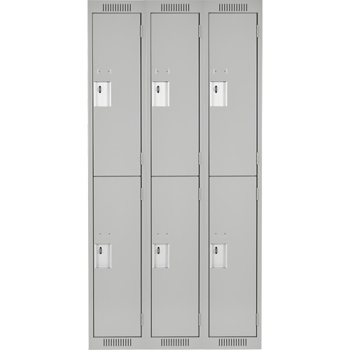 Clean Line Lockers, 2 -tier, Bank of 3, 36" x 18" x 72", Steel, Grey, Rivet (Assembled) Ottawa Fastener Supply