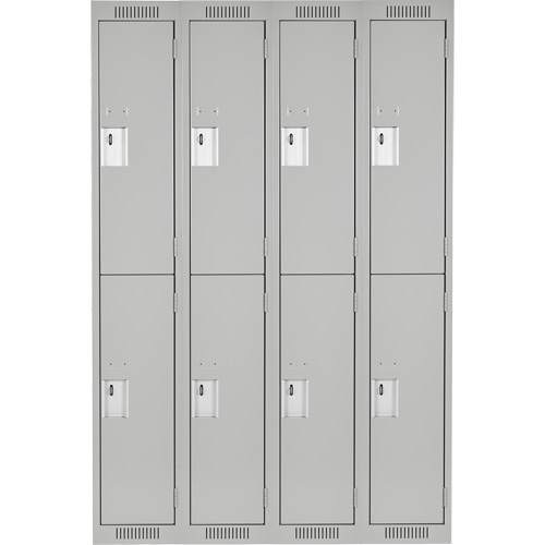 Clean Line Lockers, 2 -tier, Bank of 4, 48" x 18" x 72", Steel, Grey, Rivet (Assembled) Ottawa Fastener Supply