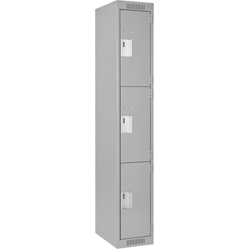 Clean Line Lockers, 3 -tier, 12" x 18" x 72", Steel, Grey, Rivet (Assembled) Ottawa Fastener Supply