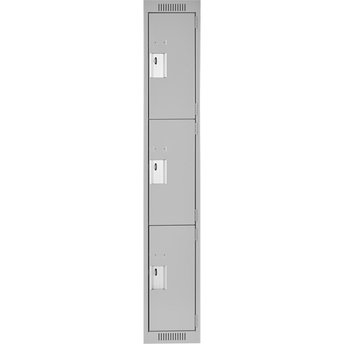 Clean Line Lockers, 3 -tier, 12" x 18" x 72", Steel, Grey, Rivet (Assembled) Ottawa Fastener Supply